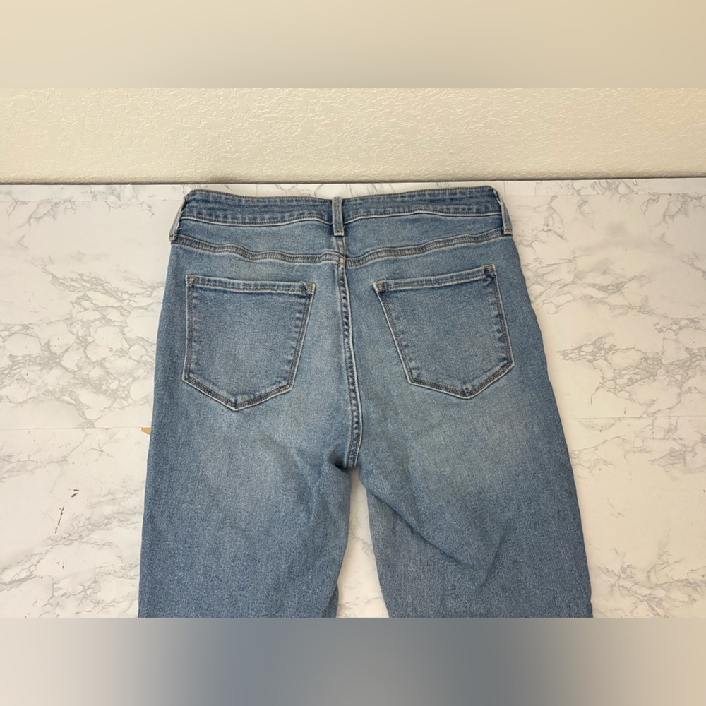 Old Navy Size 10 Blue Rockstar Super Skinny Denim Jeans Rise Distressed - Picture 4 of 6